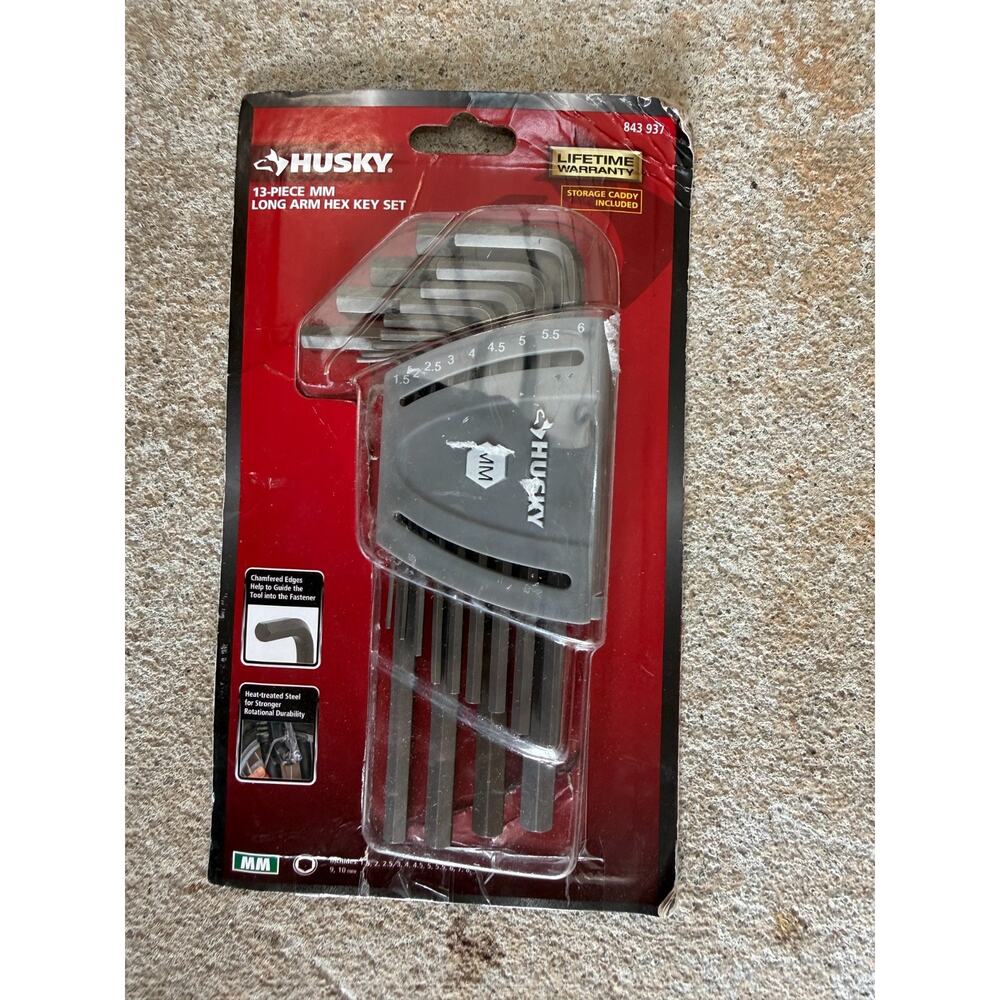 Husky 13 Piece MM Long Arm Hex Key Tool Set w/ Storage Caddy 843 937 Durable NEW